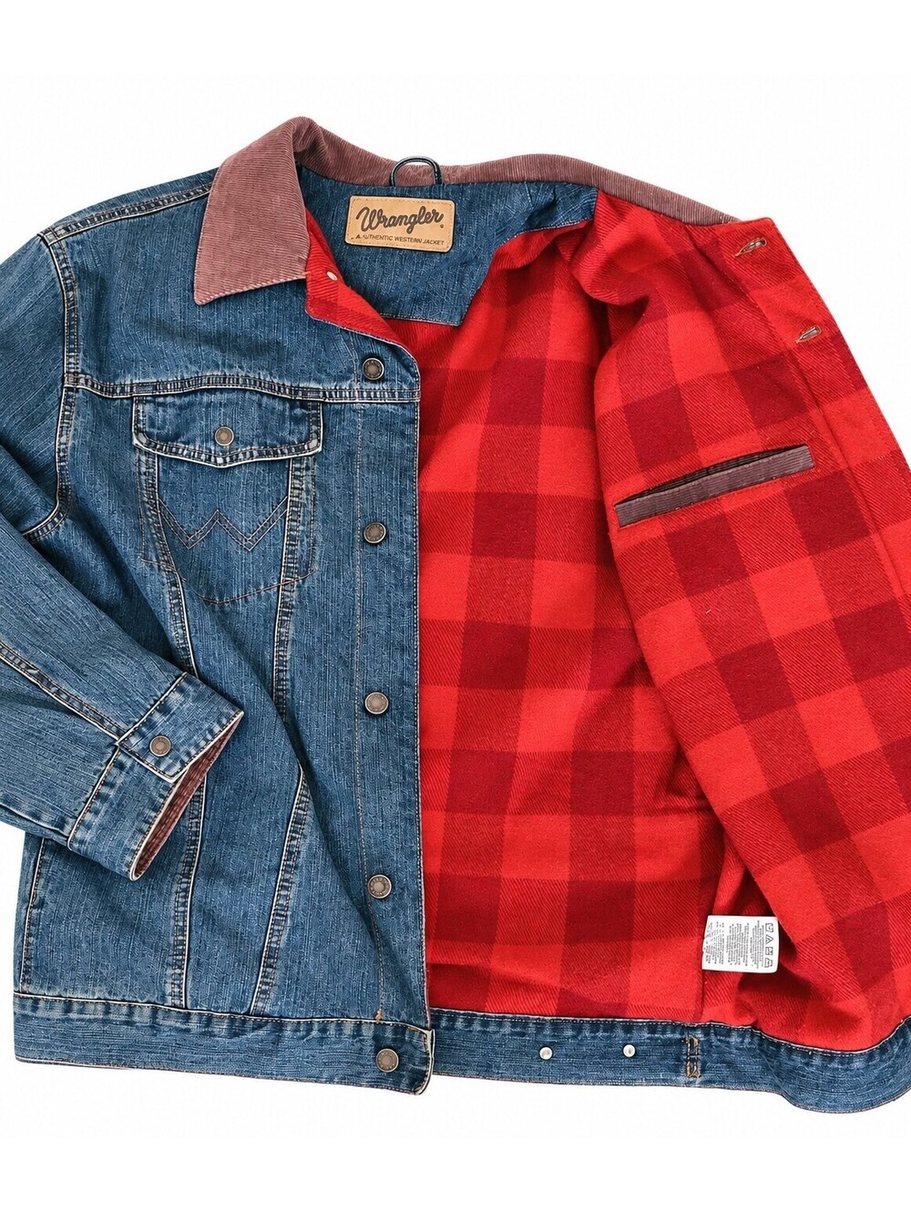 Wrangler Blanket Lined Denim Trucker Jacket Men's 2Xl Corduroy Collar Western
